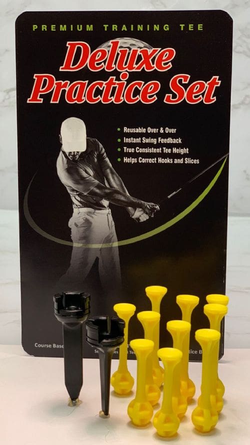 A display of the practice set with yellow cups.