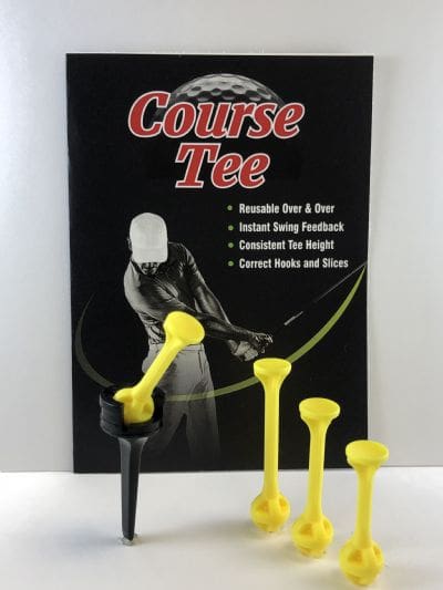 A black and yellow tee with instructions on how to use it.