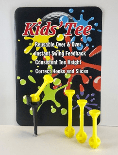 A yellow sign with some black and white kids ' tee on it