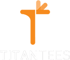 A black and orange logo for titantees.