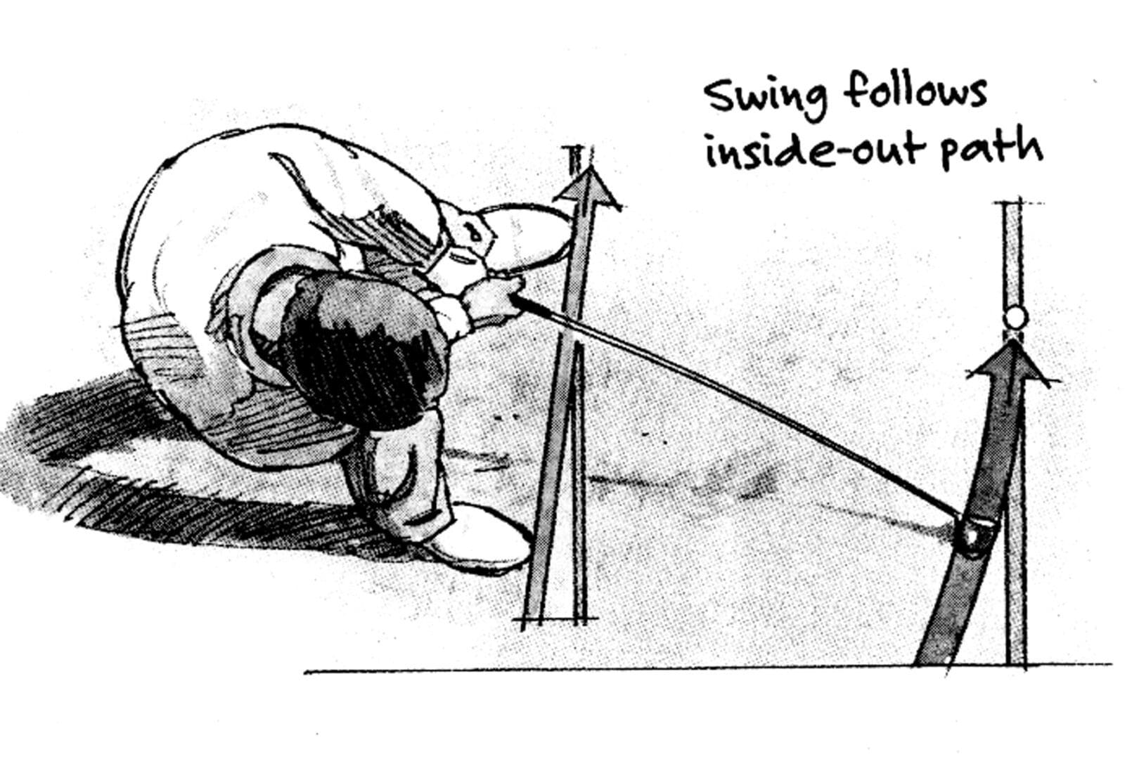 A drawing of a person swinging a pole