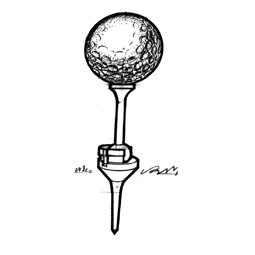 A golf ball on top of a tee.
