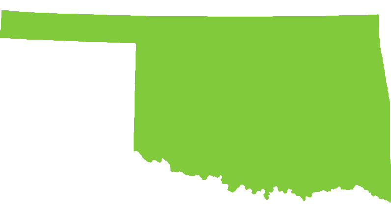 A green map of the state of oklahoma