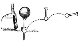 A drawing of a golf ball and tee.
